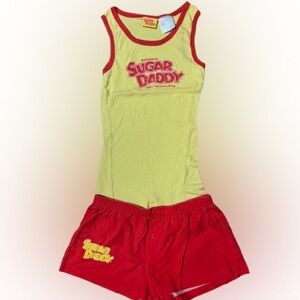 Sugar Daddy Yellow and Red Shorts and Tank Top Pajama Set Size Medium